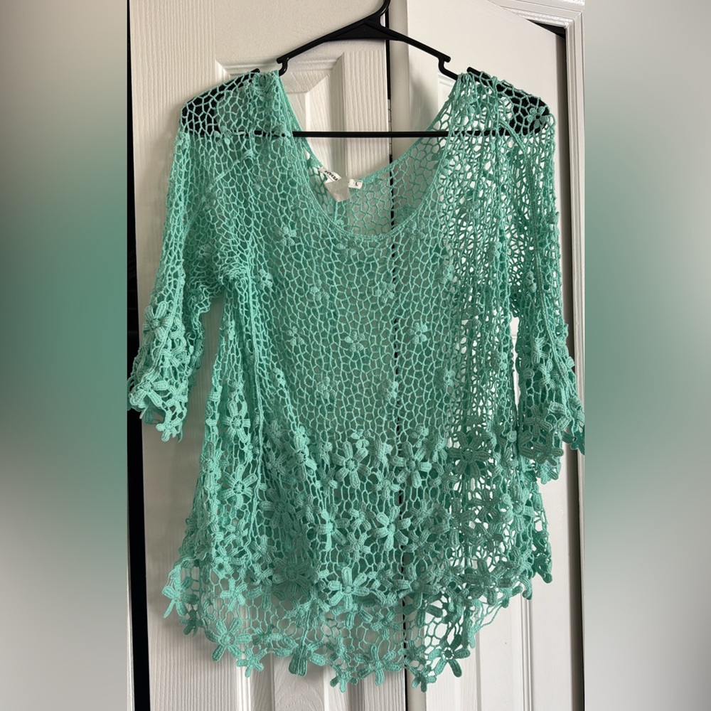 Green Asymmetrical Cropped Blouse
